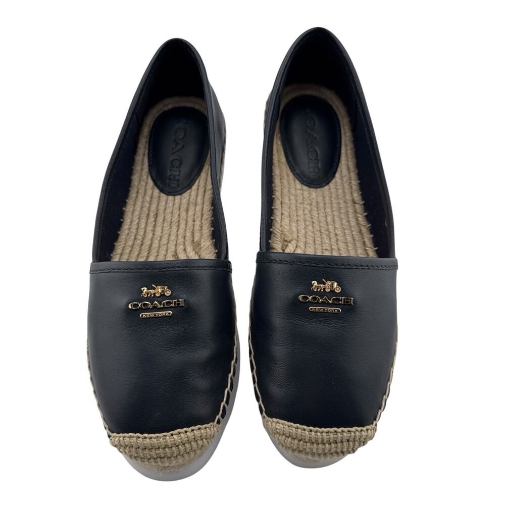 Coach Women Rye Nappa Leather Espadrille Flat Shoes Midnight Navy Sz 5.5 NEW‎ - Picture 5 of 11